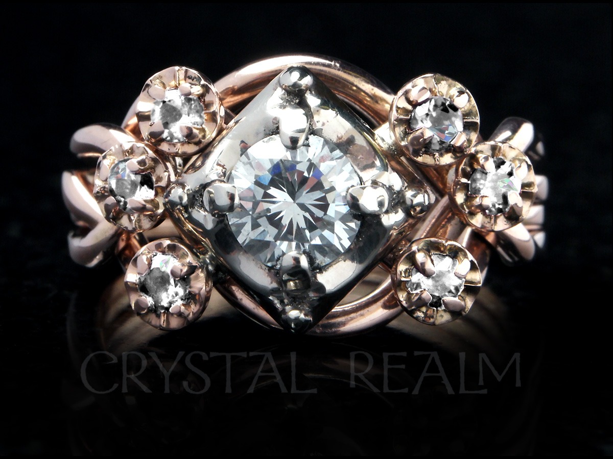 seven diamond four band puzzle ring