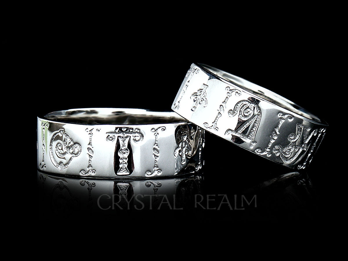 'Ot dushi,' Russian for 'from my soul,' 14k white gold posy ring