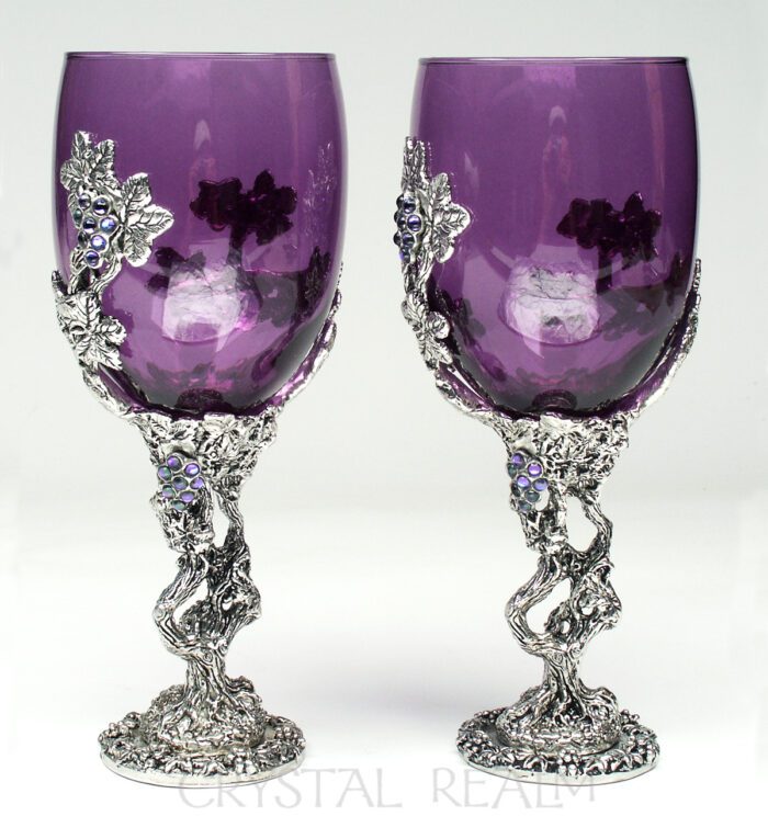 grapevine heart purple wine glass or communion goblet