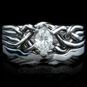 puzzle ring bridal set with marquise diamond and shadow band