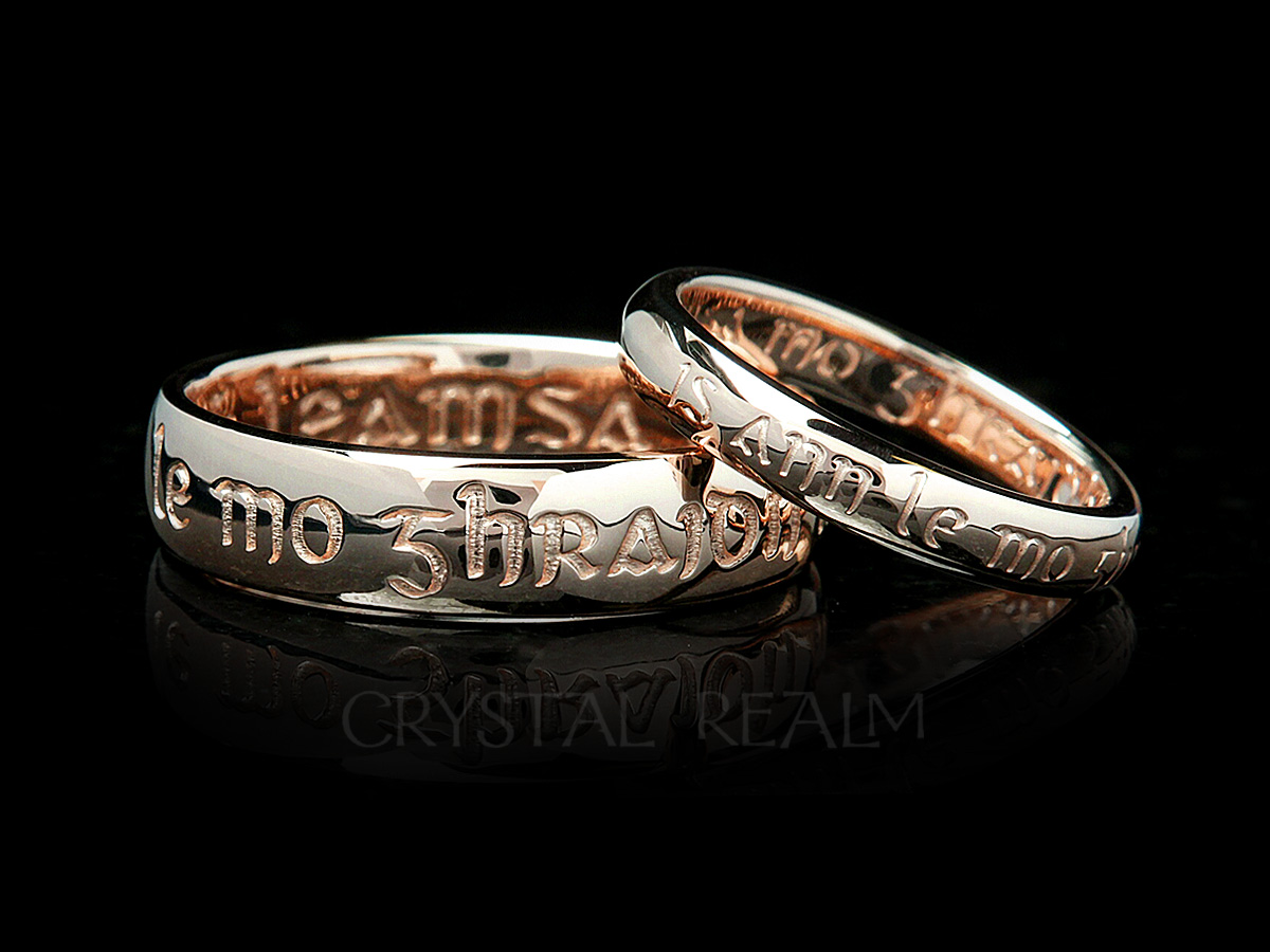 Scottish Gaelic I am my Beloved's and my Beloved is Mine poesy rings in 14K rose gold